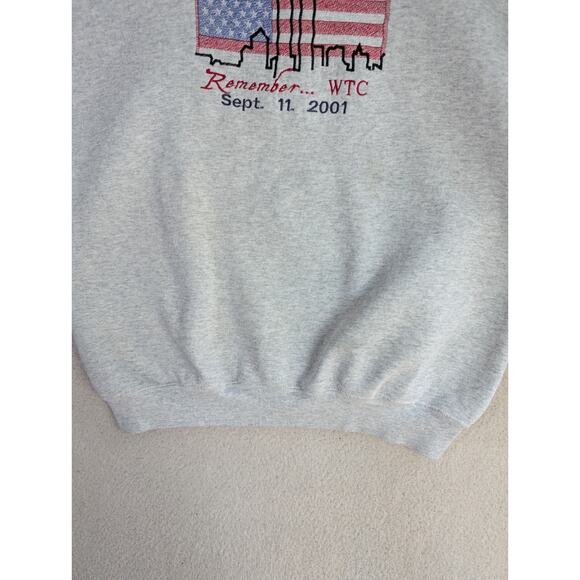 Vintage Sweatshirt Mens XL Gray Sept 9/11 Remember WTC Memorial READ - Picture 13 of 16